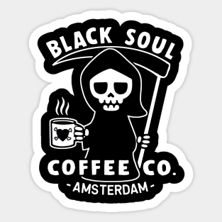 Black Soul Coffee Cafe Grim Reaper Sticker